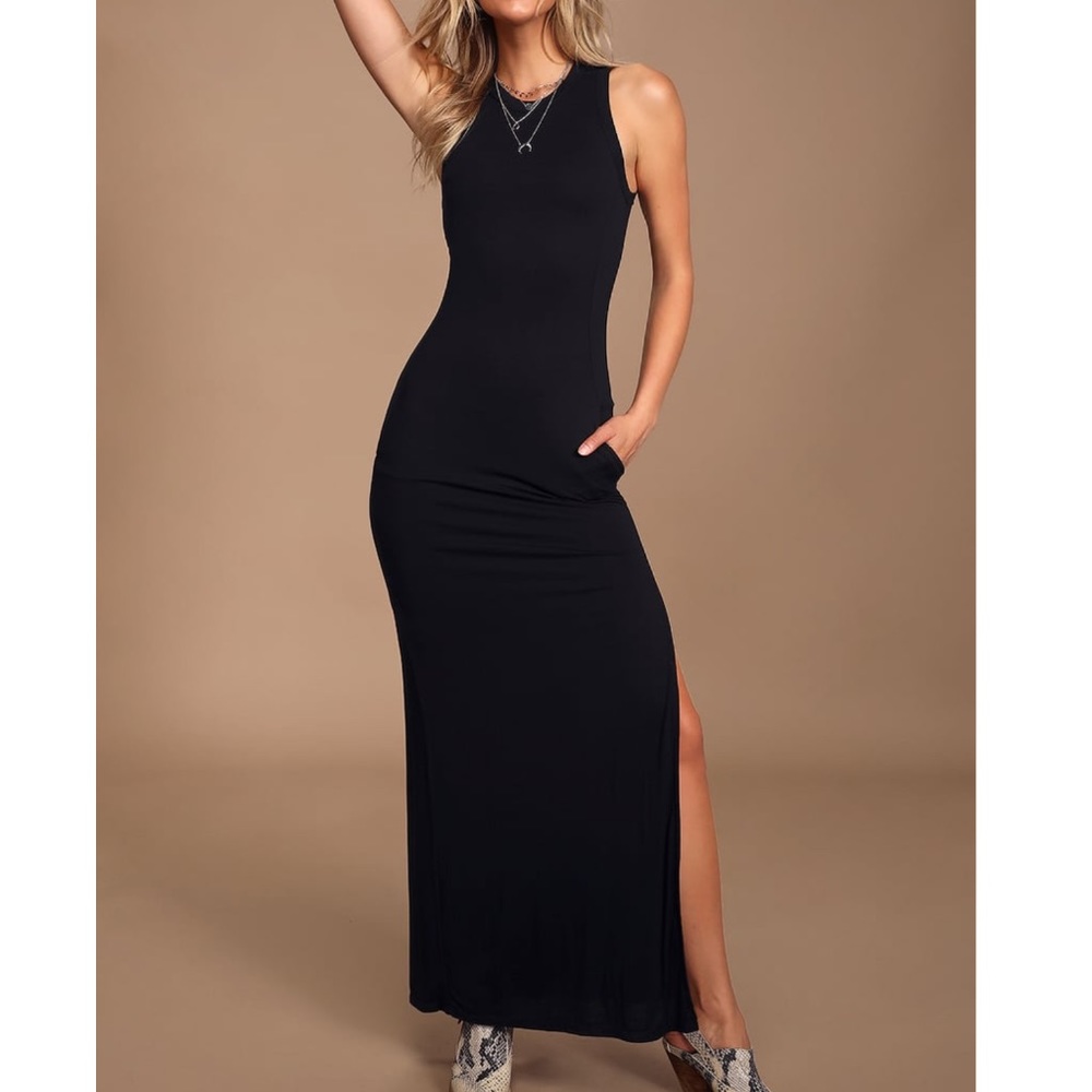 Lulus Maxi Black Dress Medium